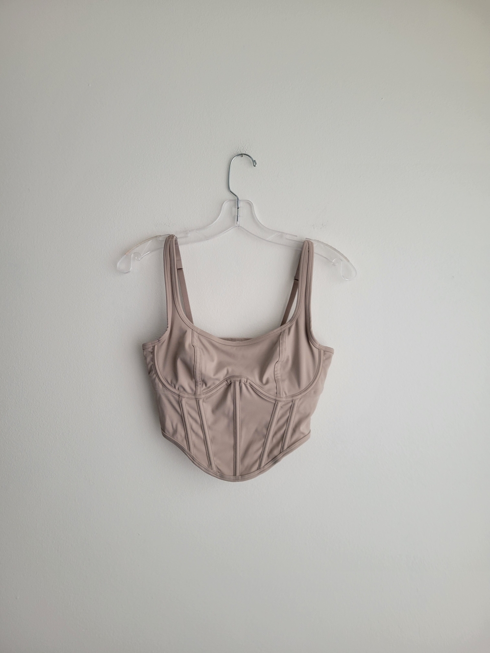 NWT Gilly Hicks Taupe Fishbone Corset Cropped Tank Festival Top